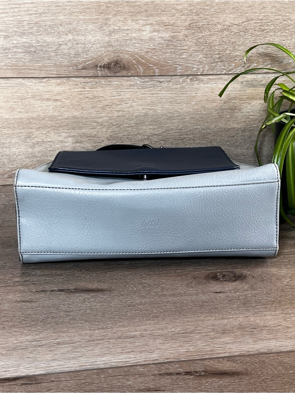 Matt & Nat Navy and Light Gray Two-Tone Top-Handle Satchel - Picture 6 of 16